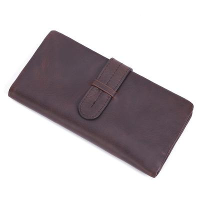 China None Vintage Genuine Leather Cowhide Luxury Men's Long Purse Slim Wallet Men's Slim Wallet for sale