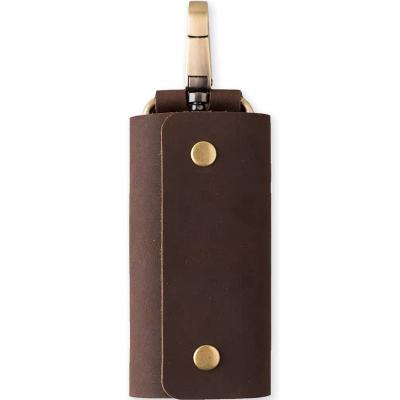 China Fashion Handmade Solid Color Key Case Leather Key Holder for sale