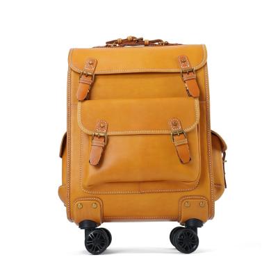 China GENUINE LEATHER Trolley Luggage Set Vintage Luggage Suitcase Travel Luggage Suitcase for sale