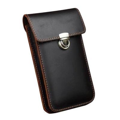 China Stand Phone 2 In A Case Vintage Leather Cell Phone Case Double-Fold Waist Phone Holder for sale