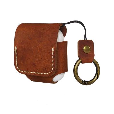 China genuine leather gifts and crafts Anti-fall cover device for earphone leather mobile case for wireless headphones bag for sale