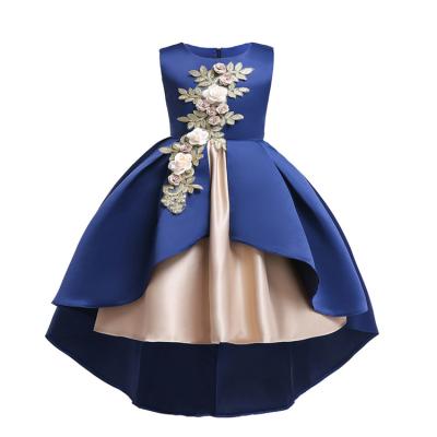 China 2020 New Design Satin Baby Girl Anti-Static Flower Party Dress Low Plateau Dress For Girl for sale