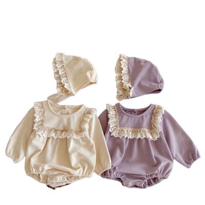 China OEM Kids Girls Princess Clothes Factory Fashion Lace Thick 100% Cotton Rompers For Baby for sale