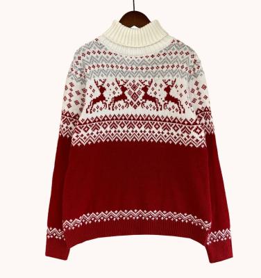 China Anti-pilling 2022 High Quality Custom Christmas Sweater Knitted Plus Size Crewneck Sweater Wool Knit Women Sweater Christmas Reindeer Oriented for sale