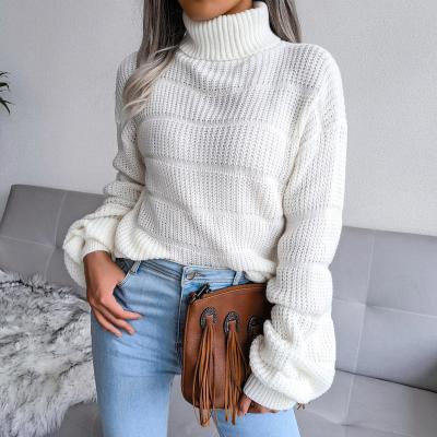 China Fast Shipping Hollow Out High-Necked Long Sleeve Casual Women's Winter Anti-Wrinkle Autumn Knitted Sweater for sale