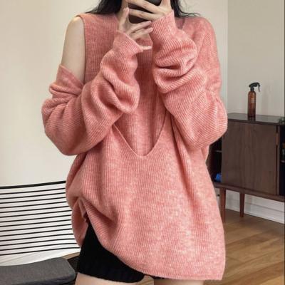 China Office Lady Mohair Sweater O Neck New Style Anti-pilling Sleeveless Vest and Cardigan Sweater Set for sale