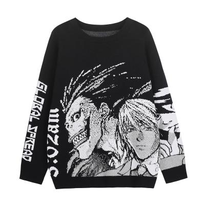 China Oversized Anti-wrinkle Winter Y2k Digital Street Knit Harajuku Pattern Jacquard Sweater Anime Sweater Men for sale