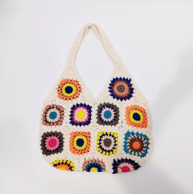 China Mixed Color Flower Pattern Shoulder Handbag Lady Ethnic Style Of ODM Bosmian Factory Bag Handmade Crochet Pure Bohemian Grandmother Women for sale