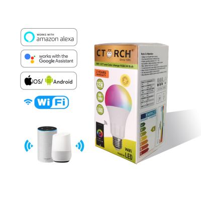 China Residential Ctorch Alexa And Google Home Amazon Hot Sale OEM ODM Led Bulbs Wholesale Wifi Bulb 9w Wifi Smart Led Bulb Lights RGB Lamp for sale