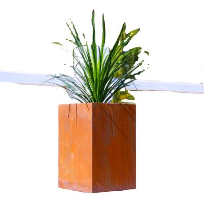 China Square Corten Steel Outdoor Flower Pots Garden Planters Customer Service for sale