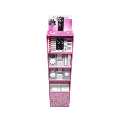 China Fashion single-sided modern cosmetics display cabinet, nail polish landing rack, beauty salon display rack for sale