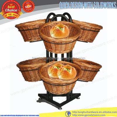 China 4 Side Wicker Bread Basket Wicker Food Display Rack for sale