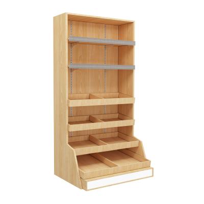 China Single Sided Custom Supermarket Display Rack Wine Rack Wine Display Cabinet Wooden Wine Bottle Display Rack for sale