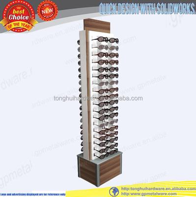 China Wooden two way floor wooden sunglass display stand for sale