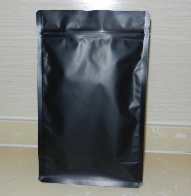 China Matte 250g Moisture Proof Stand Up Black Packaging Bags for sale