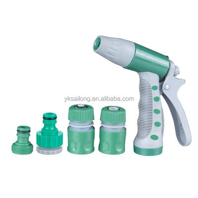 China Variable Flow Controls Plastic Adjustable Garden Hose Nozzle Set With Hose Ends for sale