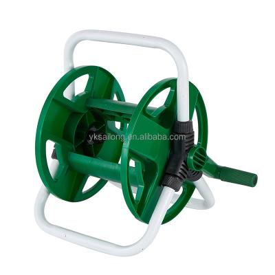 China 15M 20M Portable Wall Mounted Adjustable Iron Frame Garden Hose Reel Cart for sale