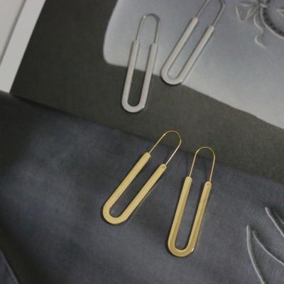 China Fashion Novelty Safety Pin Shaped Gold Hoop Earring Chic Women Jewelry for sale