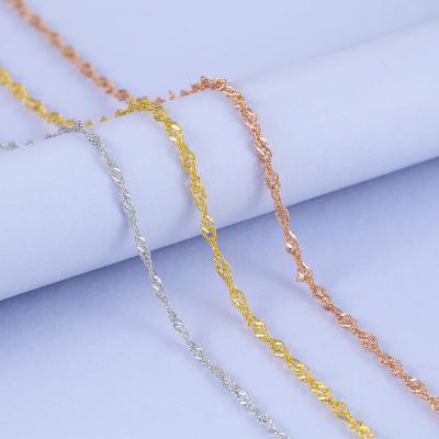 China CLASSIC Wave Fashion 1mm 925 Sterling Silver Chain Trends Water Rhodium Plated Solid Silver Necklace Chain for sale