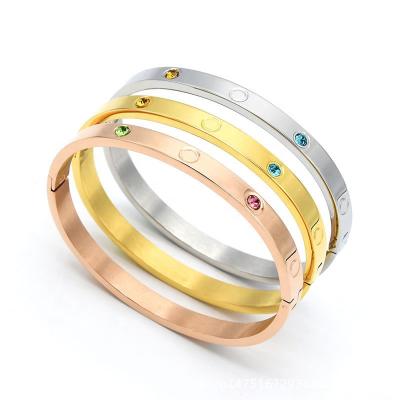 China FASHIONABLE 18K Gold Women's Colored Zircon Jewelry Gift Accent Bracelets Wife Bangle Mother's Bracelet for sale