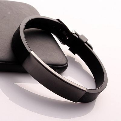 China Custom Casual / Sporty Black Silicone Wristbands , Men Funky Wristband Rubber Wristband for sale