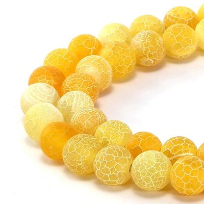 China Fashion Trendy Yellow Frosted Semi-precious Agate Gemstone Beads For DIY Bracelet Necklace Jewelry Making for sale