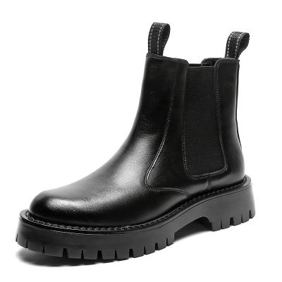 China Chelsea Boots Genuine Leather Slip-on Toe New Product Fashion Special Design Steel High Top Men's Shoes Platform Leather Boots for sale