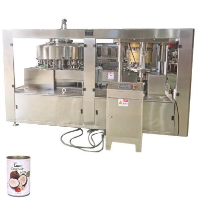 China 500ml automatic food tin can coconut milk filling sealing machine beverages drinks canned bottling equipment for sale