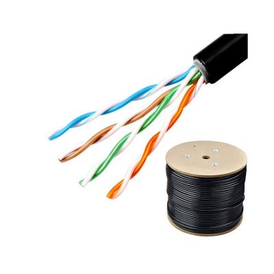 China PVC+PE 300M external 305M 1000ft 4 pairs cat5e cat6 utp network LAN cable CCA copper outdoor conductor cable for sale