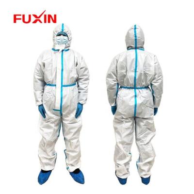 China Waterproof Disposable Clothing PPE Coveralls With Hood Waterproof Overalls Clothes Microporous Film Laminated Materials for sale