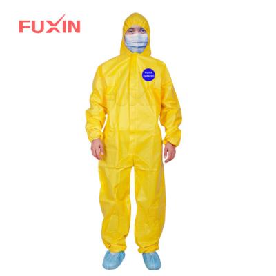 China Attached Hood Disposable Waterproof Protective Overall Working Suit With Elastic Cuff And Hood for sale