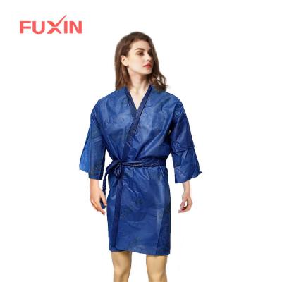 China Breathable Disposable Nonwoven DOT Pattern Bath Robe Kimono SPA Sleepwear Travel Bath Towel for sale