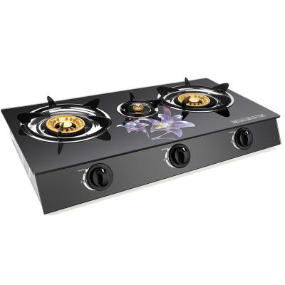 China Wholesale Custom Popular Hotel Factory Kitchen Cook Tempered Glass Cast Iron Burner Gas Stove for sale