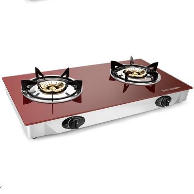 China Hotel Manufacture Professional Tempered Glass 2 Two Burner Portable Benchtop Gas Cook Home Stove for sale