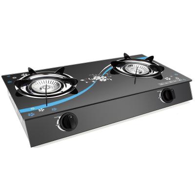 China hotel low price kitchen appliances indoor cooktops double burner hob tempered glass cooker table top cook 2 plate gas stove for sale