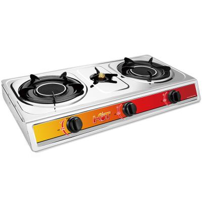 China Hotel Cook Professional Custom Home Office Stainless Steel Kitchenware Triple Burner Gas Stove for sale