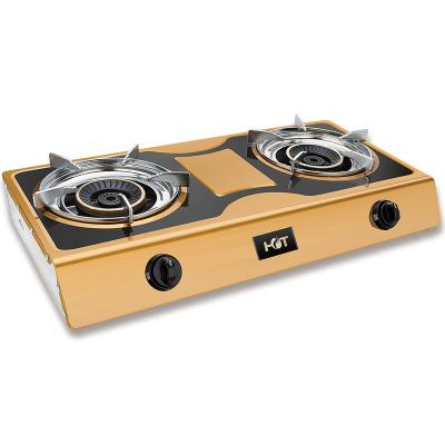 China Economical Cheap Energy Saving Hotel Fire 2 Two Burner Household Easy To Clean Kitchen Gas Cooker Hotel Stove for sale