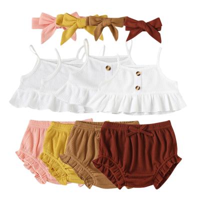 China Cheap Price Eco - Friendly Sling Tops And Shorts Two Piece Set Toddler Girl Clothes New Children Clothing Sets Baby for sale