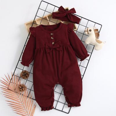 China Factory Wholesale Price Eco-Friendly Long Sleeve Autumn Thick Long Girls Knitting Newborn Baby Rompers for sale