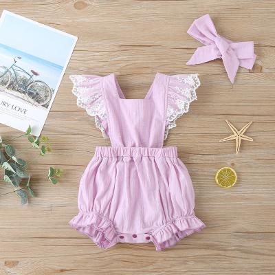 China Wholesale Eco-Friendly Organic Knitted Baby Romper Ruffle Newborn Baby Jumpsuit Clothes Sleeveless 100% Cotton Fabric Baby Romper for sale