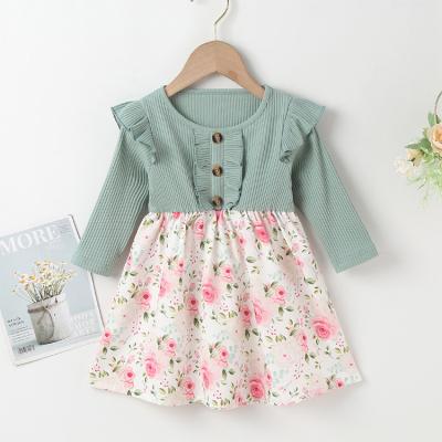 China Hot Selling New Product Breathable Knitted Floral Skirt Toddler Boutique Kids Girls Fall Clothing for sale