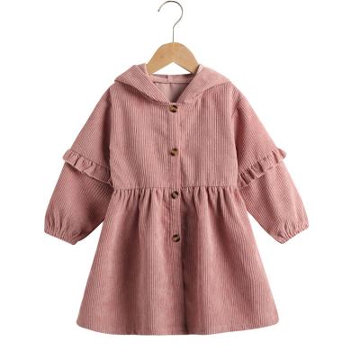 China Autumn And Winter Pink Hooded Kids Jackets Breathable Mid Length Ditch Coats For Girls for sale