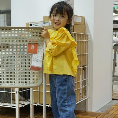 China Wholesale Custom Yellow Long Sleeve Breathable Loose Casual Trendy Girls Blouse Tops Shirts For Toddler Girls for sale