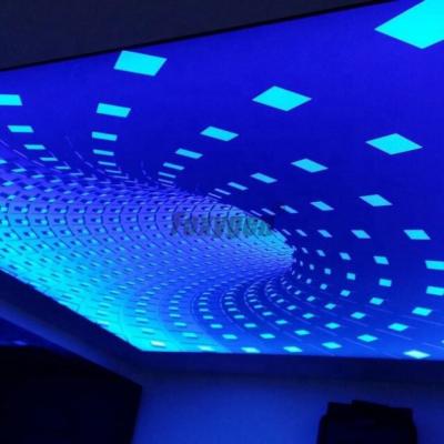 China Non Self Adhesive Matt Stretch Ceiling With Dark 3D Printing And LED Backlight Hole PVC Film for sale