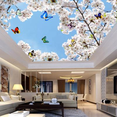 China Artistic Ceilings Home Decoration Flowers Butterfly PVC Ceiling And Wall Panel Price for sale