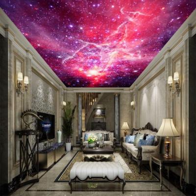 China Artistic Home Decor Wall Lighting Effect Fabric Tile PVC Panel Light Design 3d Stretch Ceiling Mural for sale