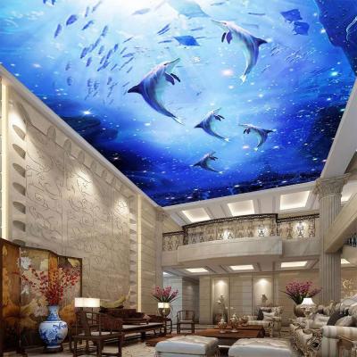 China Artistic ceilings morden decorative suspended ceiling tiles hd 3D ocean print pvc film for stretch ceiling for sale