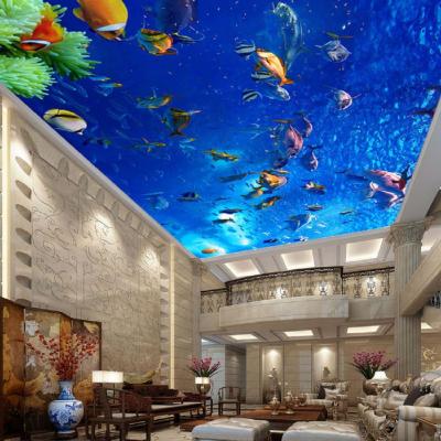 China Artistic ceilings Foxygen brand 4mWx4mH per piece morden ceiling 3d ocean printing decorative pvc video film for stretch ceiling for sale