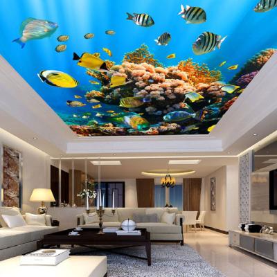 China Artistic ceilings 3.2mWx2mH per piece morden decorative suspended ceiling tiles ocean 3d print visual pvc film for stretch ceiling for sale