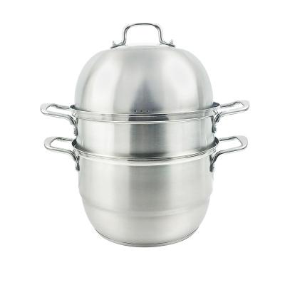 China Multifunctional Stainless Steel Food Steamer Gas Pot Sustainable Three Layers For Kitchen Cook for sale